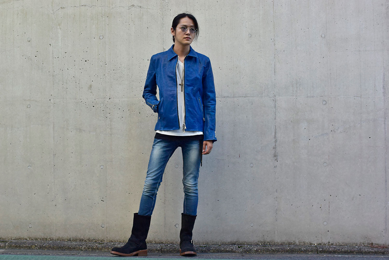 STRUM style autumn coordination with new color leather jacket "VINCENTS"