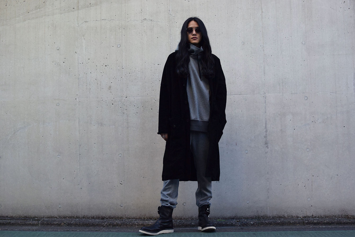 Dressing with oversized long coat "RUST"