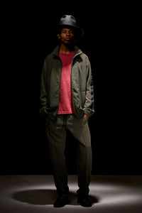 Load image into Gallery viewer, Poly-Rayon Stretch Dobby Track Tapered Pants - YELLOW x NAVY