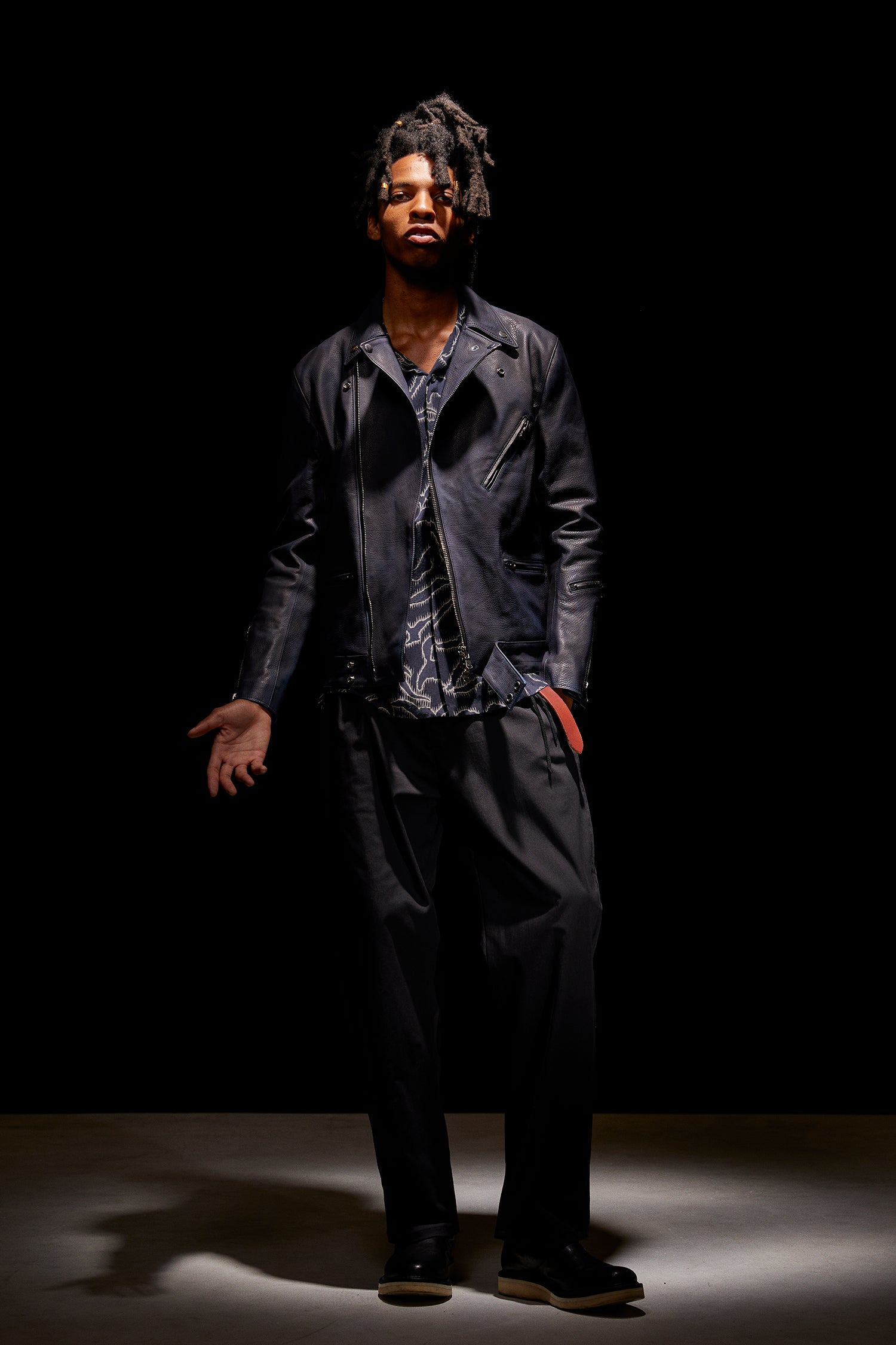 Load image into Gallery viewer, Cupra Rayon Print H/S Open Collar Shirt - BLACK