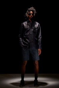 Load image into Gallery viewer, White tanned and vegetable tanned calfskin Burning dyed - Product Burning Dyed EDDIE Western Shirt - JEAN BLACK