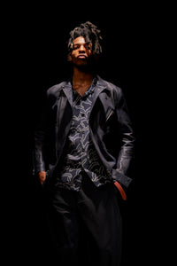 Load image into Gallery viewer, Cupra Rayon Print H/S Open Collar Shirt - BLACK