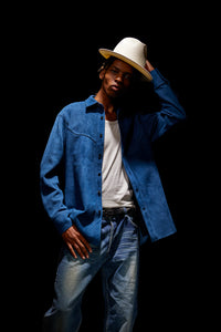 Load image into Gallery viewer, Sheepskin Suede EDDIE Western Shirt - BLUE