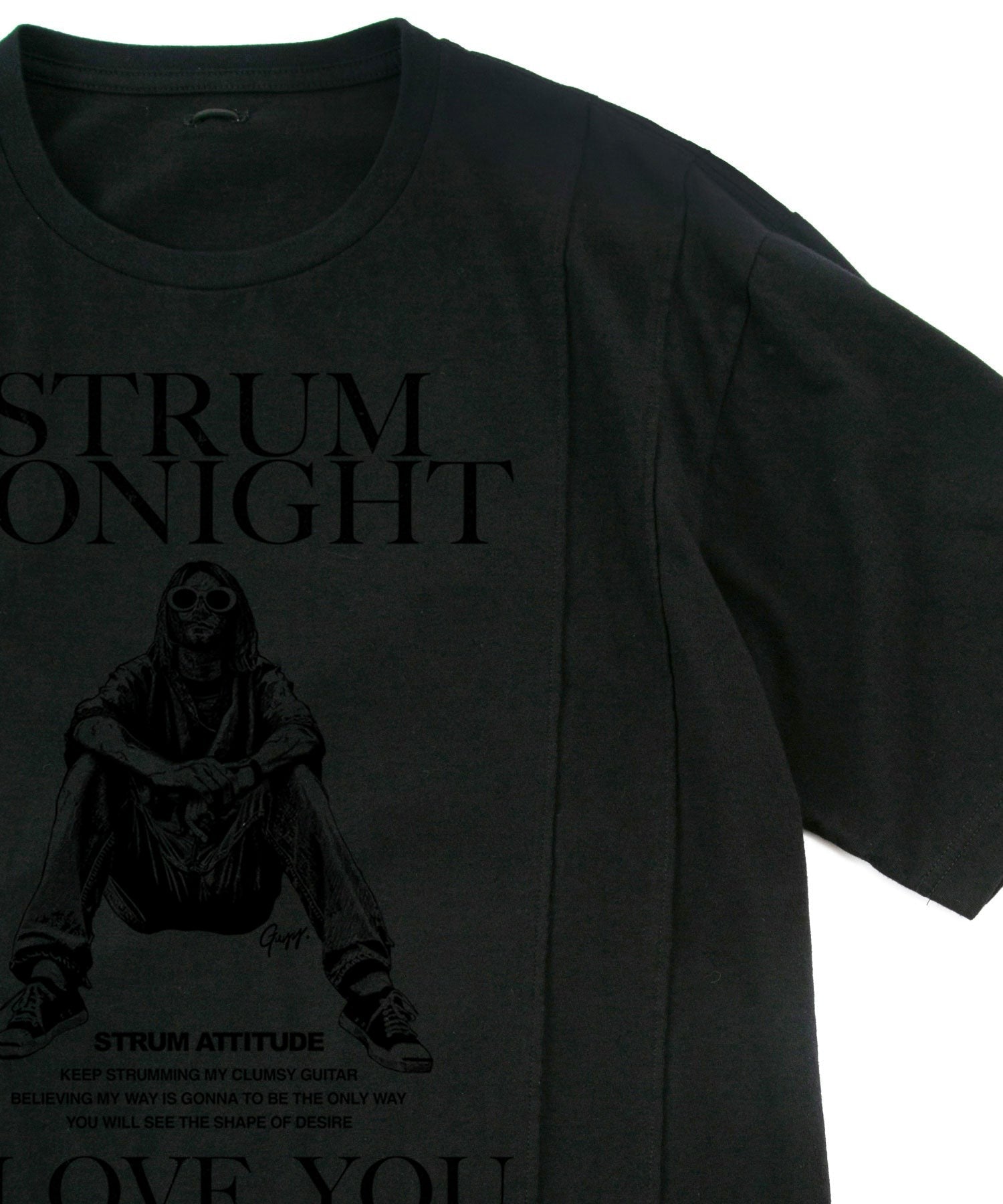 Load image into Gallery viewer, Natural Soft Cotton『I LOVE YOU 』Zombie Wide T-shirt - BLACK