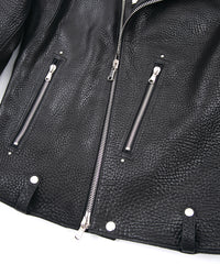Load image into Gallery viewer, Pit Vegetable Full Tanned Shrank Steer hide HI-FLYER Double Riders Jacket - BLACK