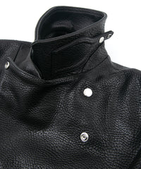 Load image into Gallery viewer, Pit Vegetable Full Tanned Shrank Steer hide HI-FLYER Double Riders Jacket - BLACK