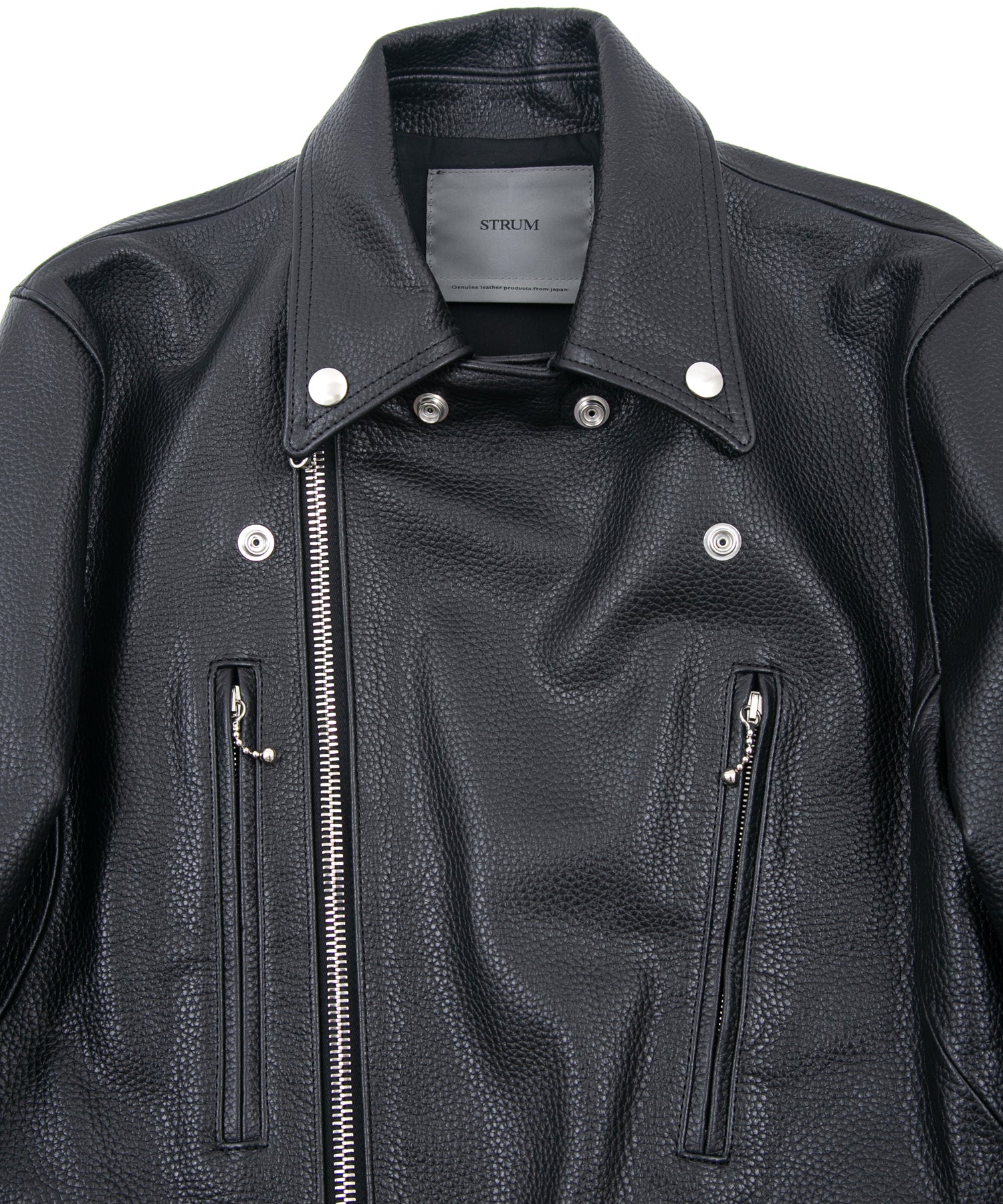 Load image into Gallery viewer, Chrome-tanned Embossed Shrunken Steer LIST Double Riders Jacket - BLACK
