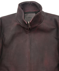 Load image into Gallery viewer, JapaneseWhite × Vegetable Tanned Calfskin Burning Dyed NINA High-neck Blouson - CRIMSON RED
