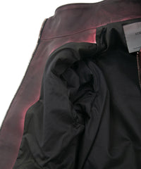 Load image into Gallery viewer, JapaneseWhite × Vegetable Tanned Calfskin Burning Dyed NINA High-neck Blouson - CRIMSON RED