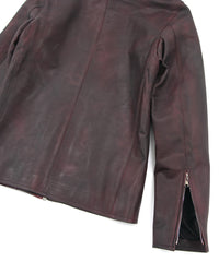 Load image into Gallery viewer, JapaneseWhite × Vegetable Tanned Calfskin Burning Dyed NINA High-neck Blouson - CRIMSON RED