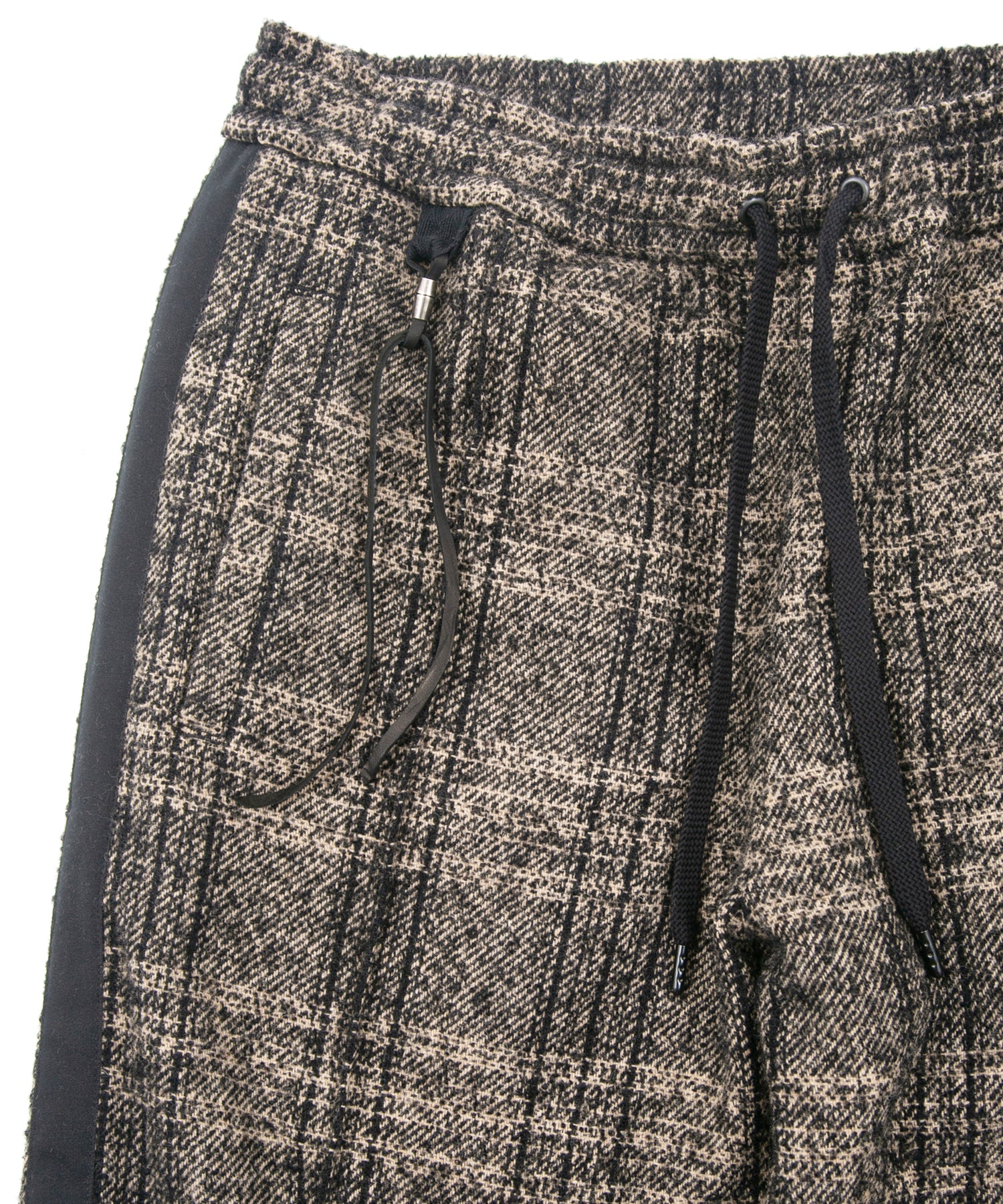 Load image into Gallery viewer, Loop Tweed Check Track Tapered Pants - BROWN