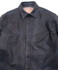 Load image into Gallery viewer, White tanned and vegetable tanned calfskin Burning dyed - Product Burning Dyed EDDIE Western Shirt - JEAN BLACK
