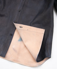 Load image into Gallery viewer, White tanned and vegetable tanned calfskin Burning dyed - Product Burning Dyed EDDIE Western Shirt - JEAN BLACK