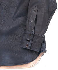 Load image into Gallery viewer, White tanned and vegetable tanned calfskin Burning dyed - Product Burning Dyed EDDIE Western Shirt - JEAN BLACK