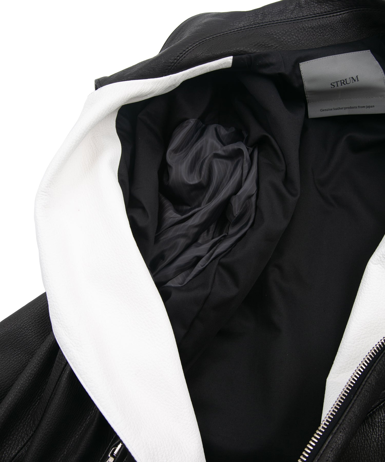 Load image into Gallery viewer, White tanned and black dyed deerskin 2 tone JOEY double rider jacket - BLACK × WHITE