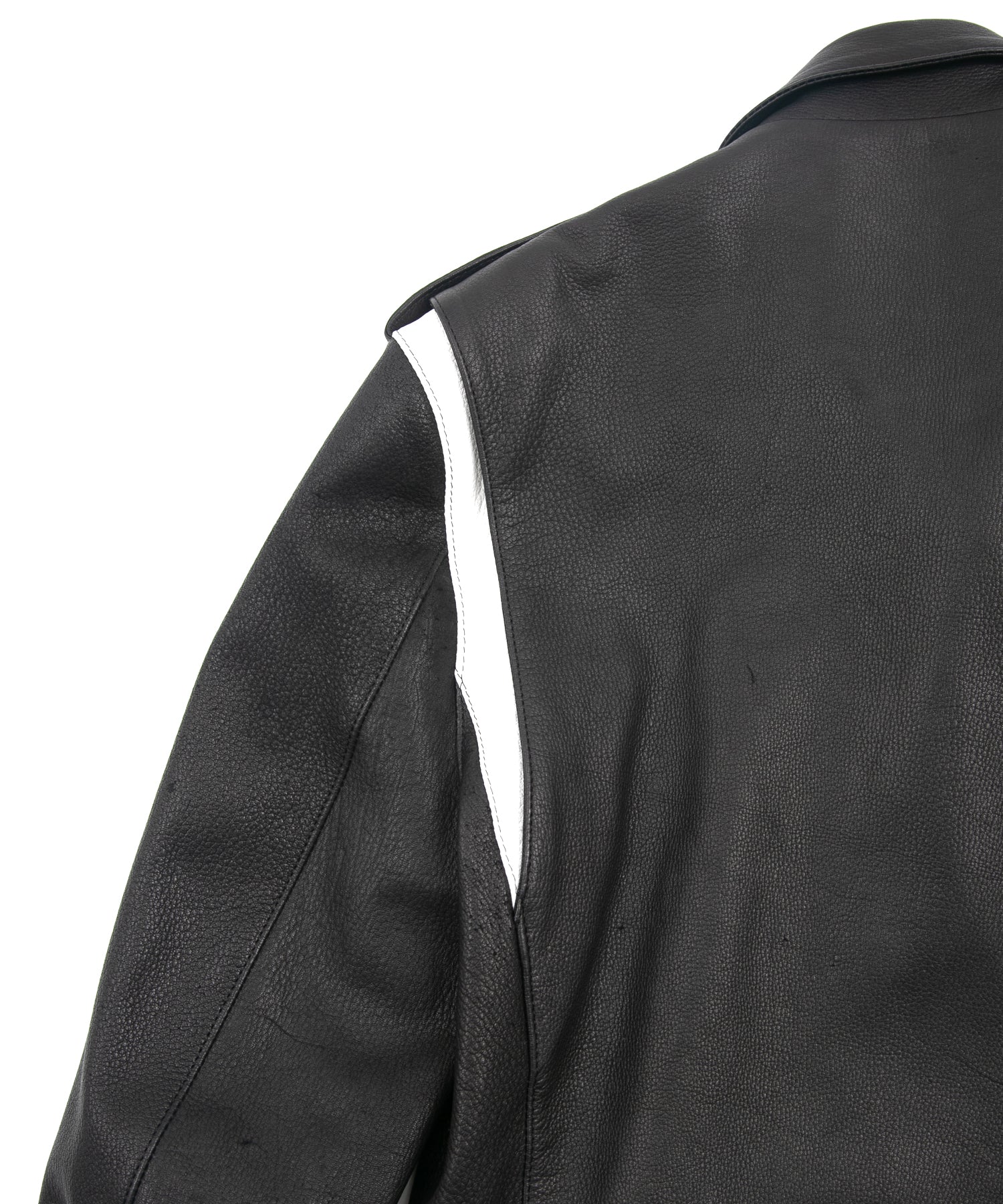 Load image into Gallery viewer, White tanned and black dyed deerskin 2 tone JOEY double rider jacket - BLACK × WHITE