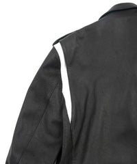 Load image into Gallery viewer, White tanned and black dyed deerskin 2 tone JOEY double rider jacket - BLACK × WHITE
