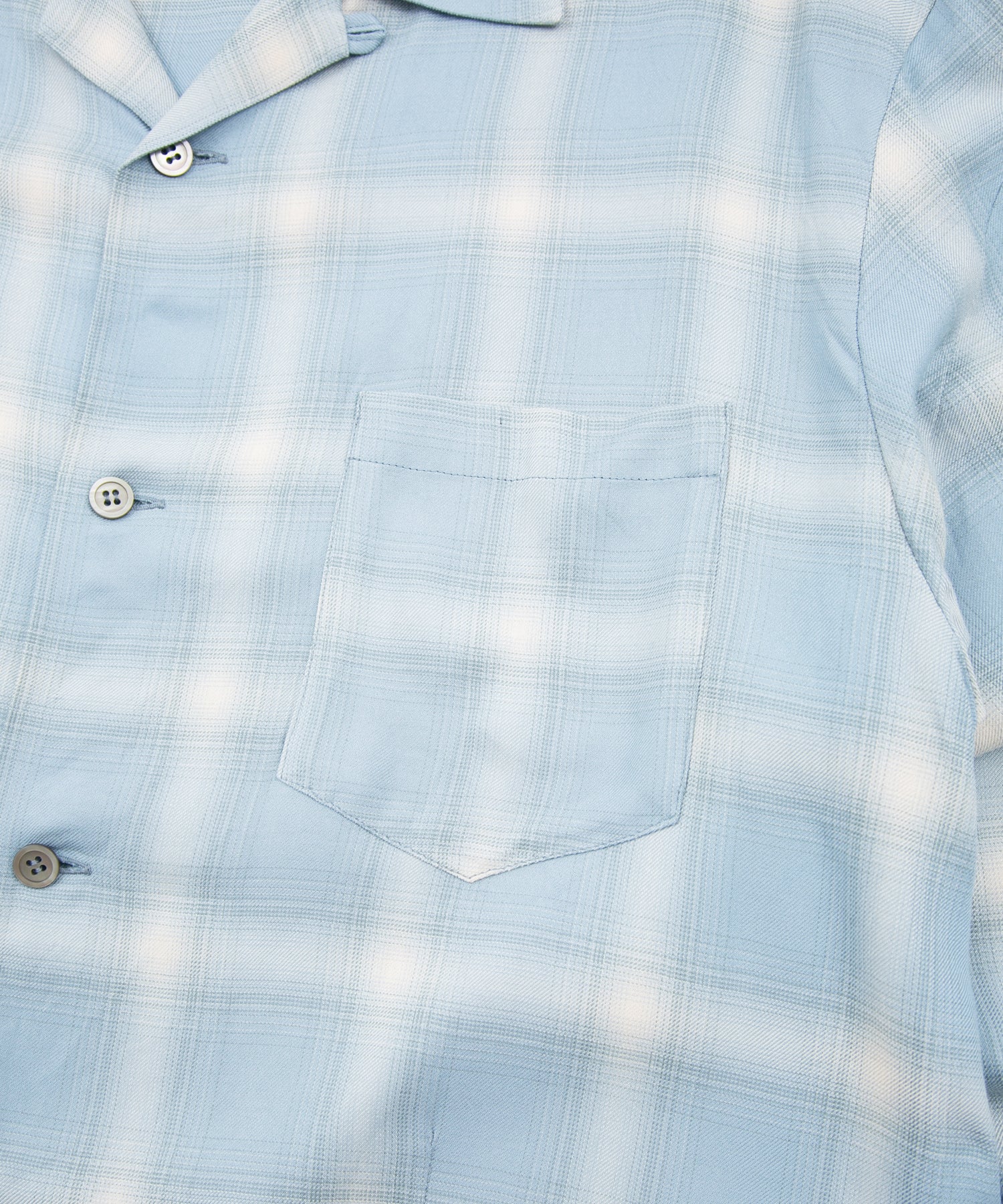Load image into Gallery viewer, Rayon Tweed Ombre Check L/S Open Collar Shirt - BLUE
