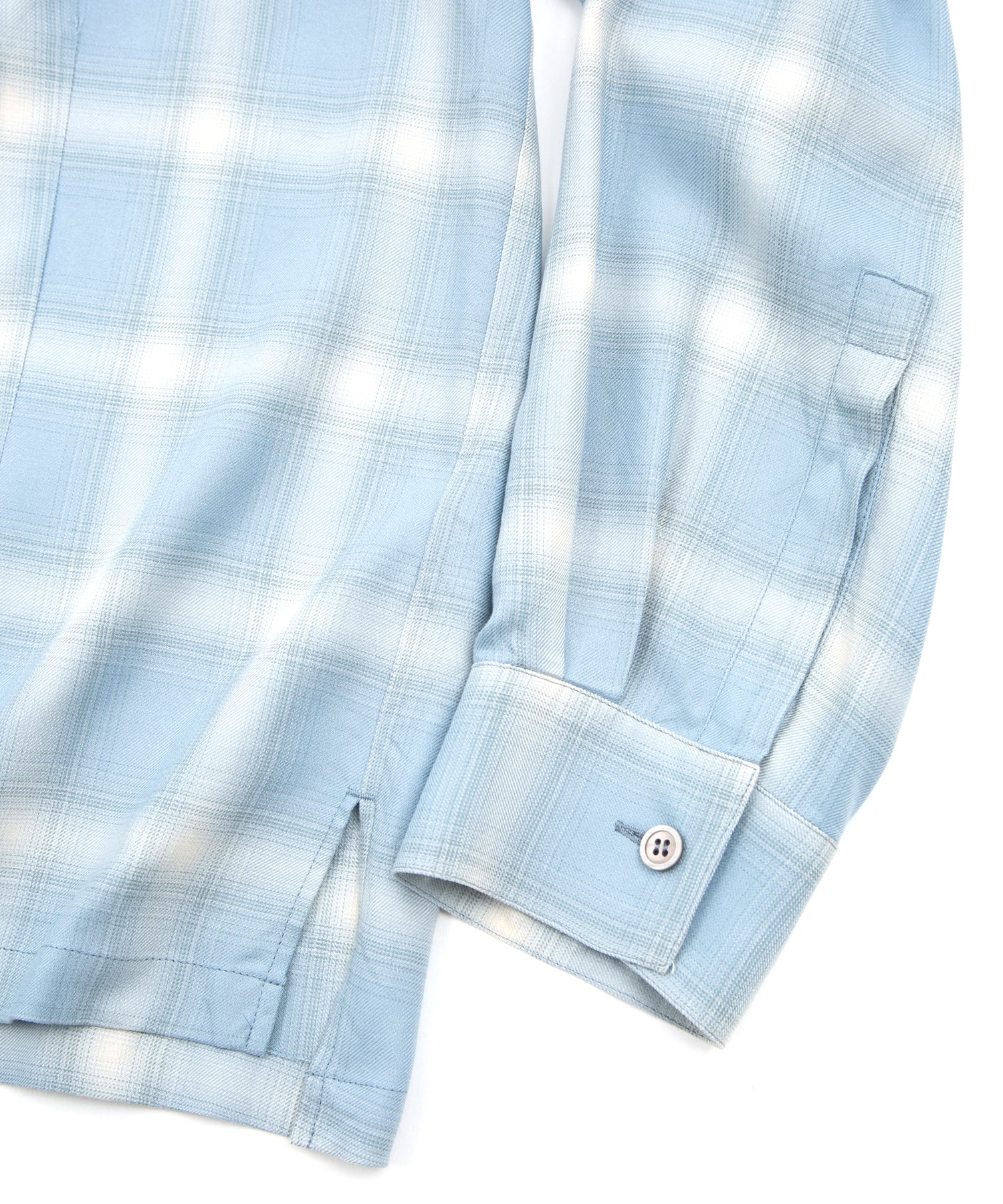 Load image into Gallery viewer, Rayon Tweed Ombre Check L/S Open Collar Shirt - BLUE