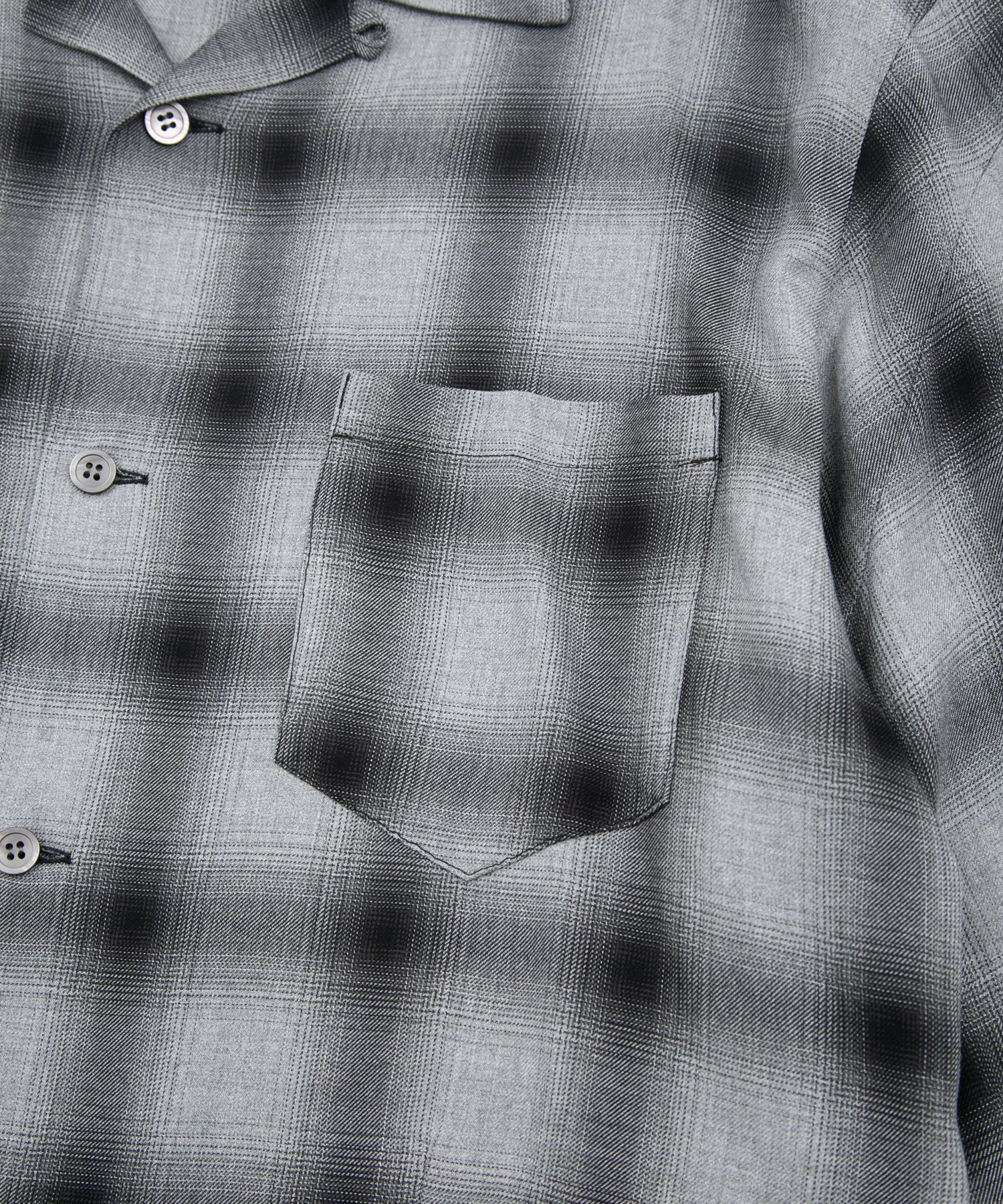 Load image into Gallery viewer, Rayon Tweed Ombre Check L/S Open Collar Shirt - BLACK