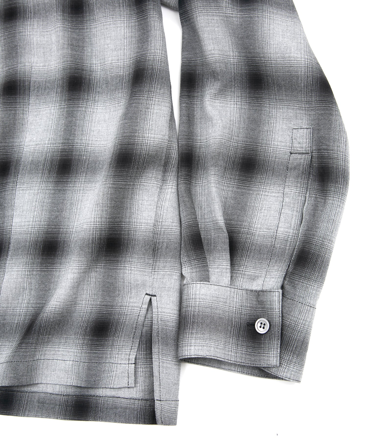 Load image into Gallery viewer, Rayon Tweed Ombre Check L/S Open Collar Shirt - BLACK
