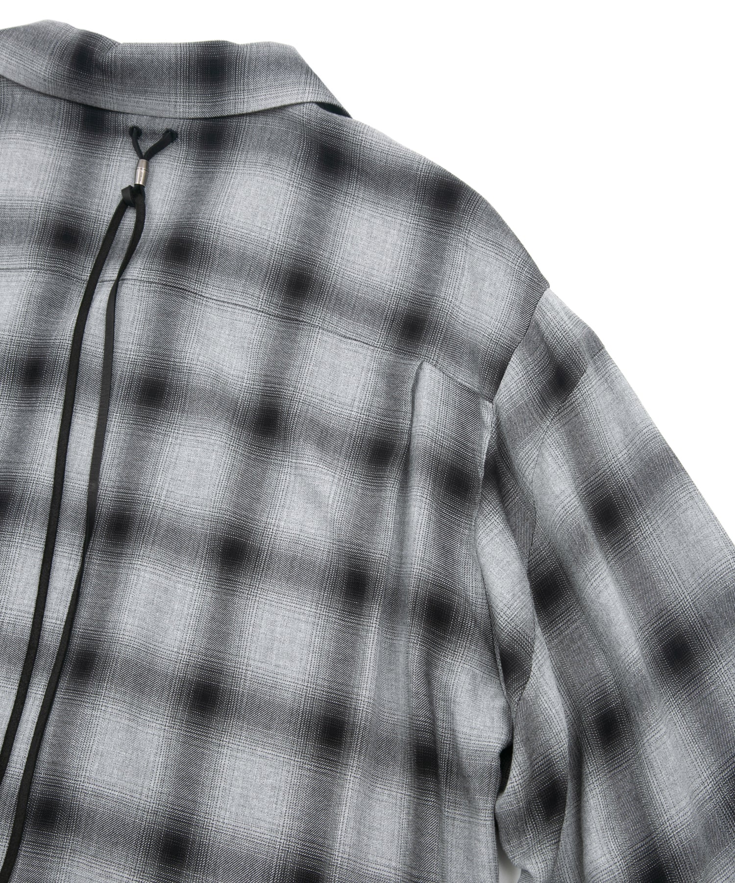 Load image into Gallery viewer, Rayon Tweed Ombre Check L/S Open Collar Shirt - BLACK