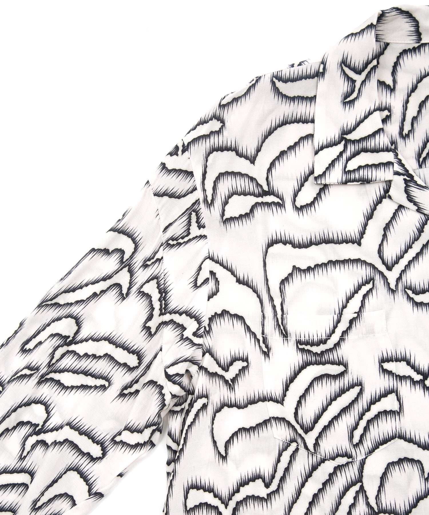 Load image into Gallery viewer, Cupra rayon print L/S open collar shirt - WHITE