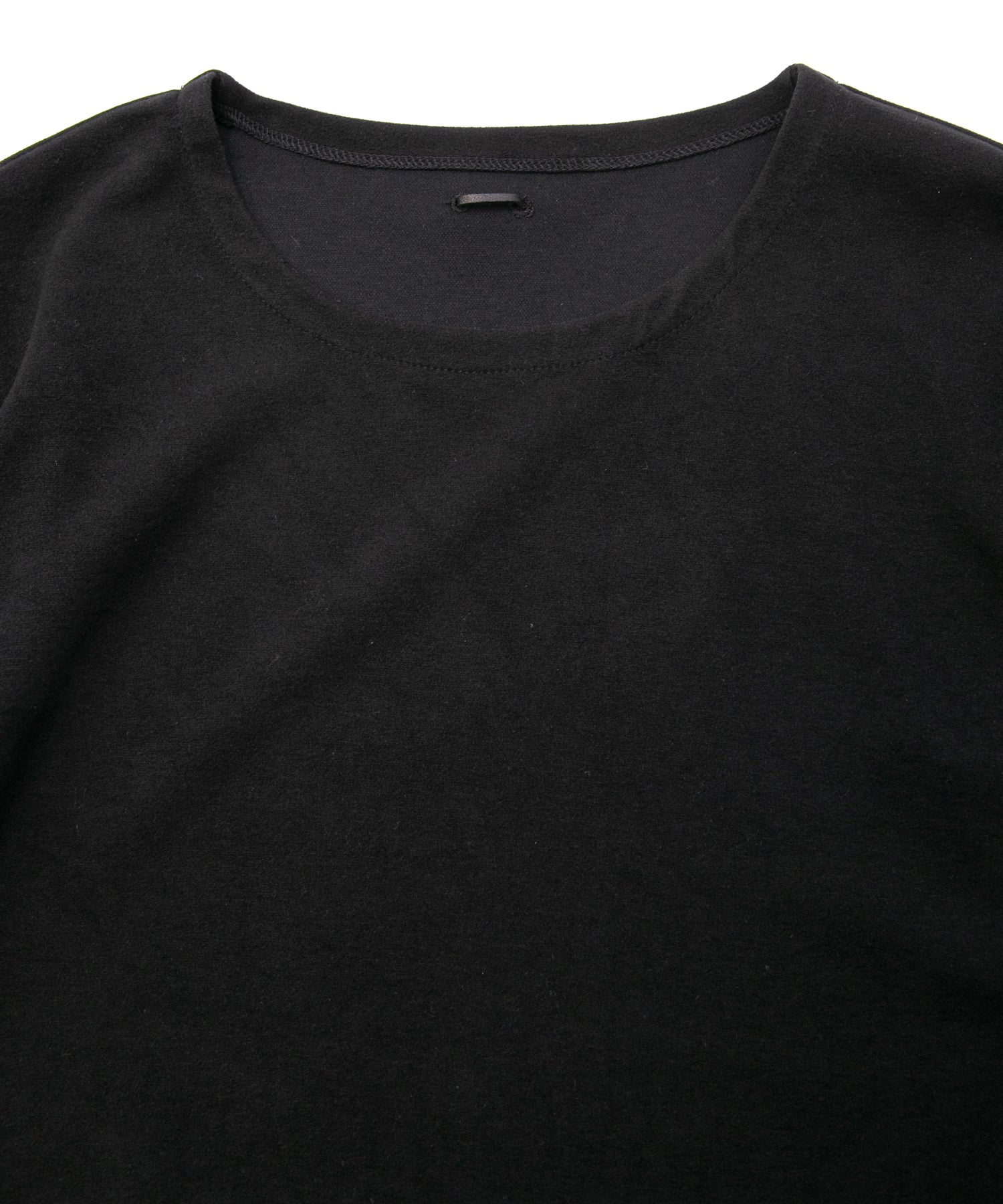 画像をギャラリービューアに読み込む, アクリル レーヨン ナイロン ストレッチ ポンチ L/S クルーネック T シャツ - BLACK