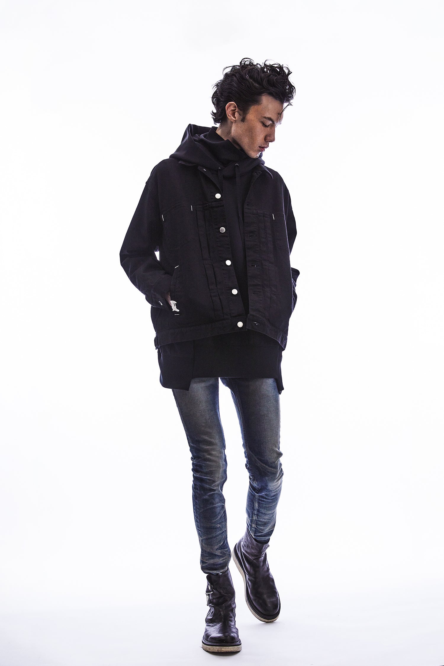Load image into Gallery viewer, 11oz Organic Cotton Stretch Denim "Jimmy" Jacket - BLACK