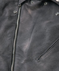 Load image into Gallery viewer, Japan Vegetable Full tanning Calf skin Garment Burning Dyed "SPEEDER" Double Riders - STEEL BLACK