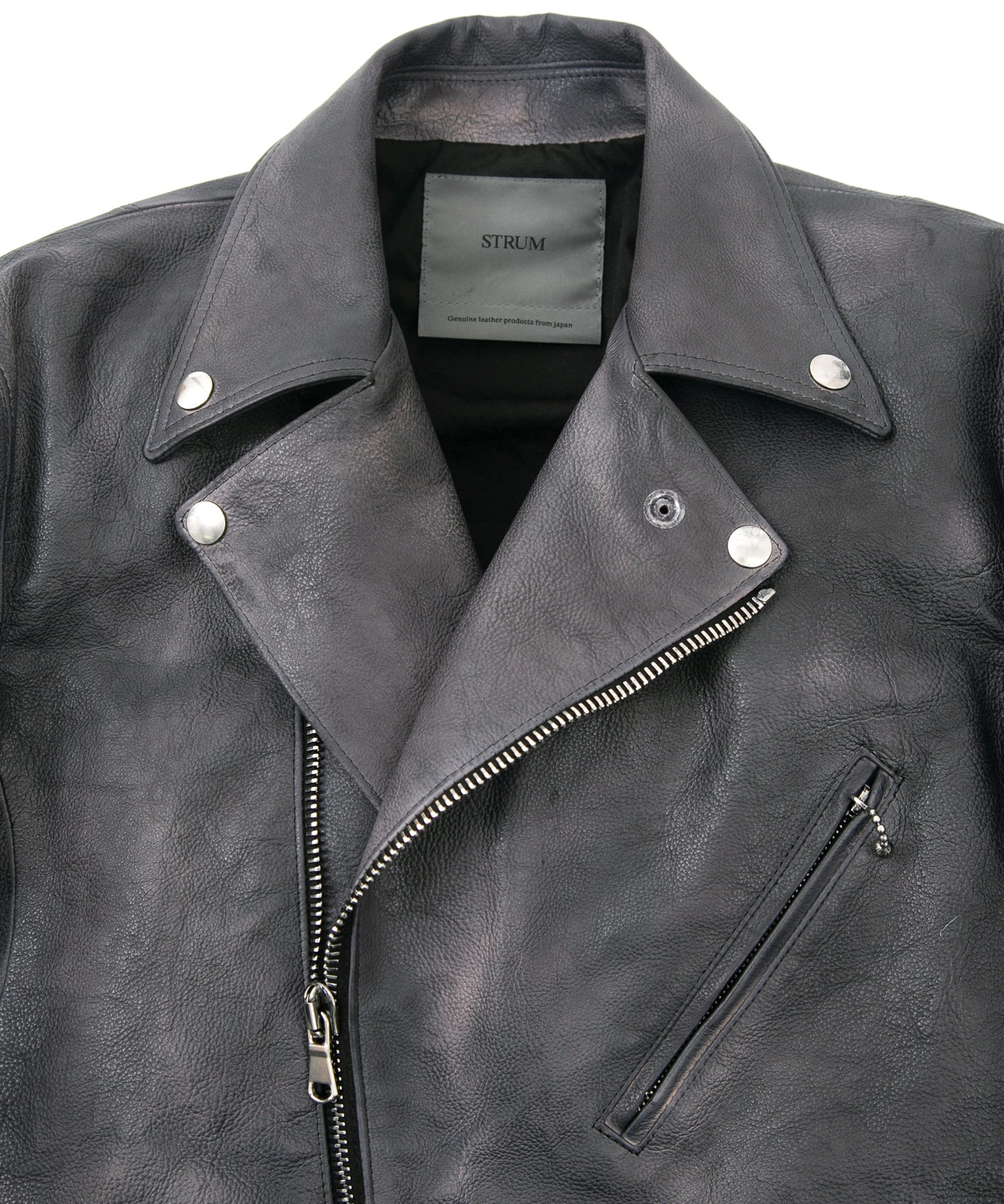 Load image into Gallery viewer, Japan Vegetable Full tanning Calf skin Garment Burning Dyed "SPEEDER" Double Riders - STEEL BLACK