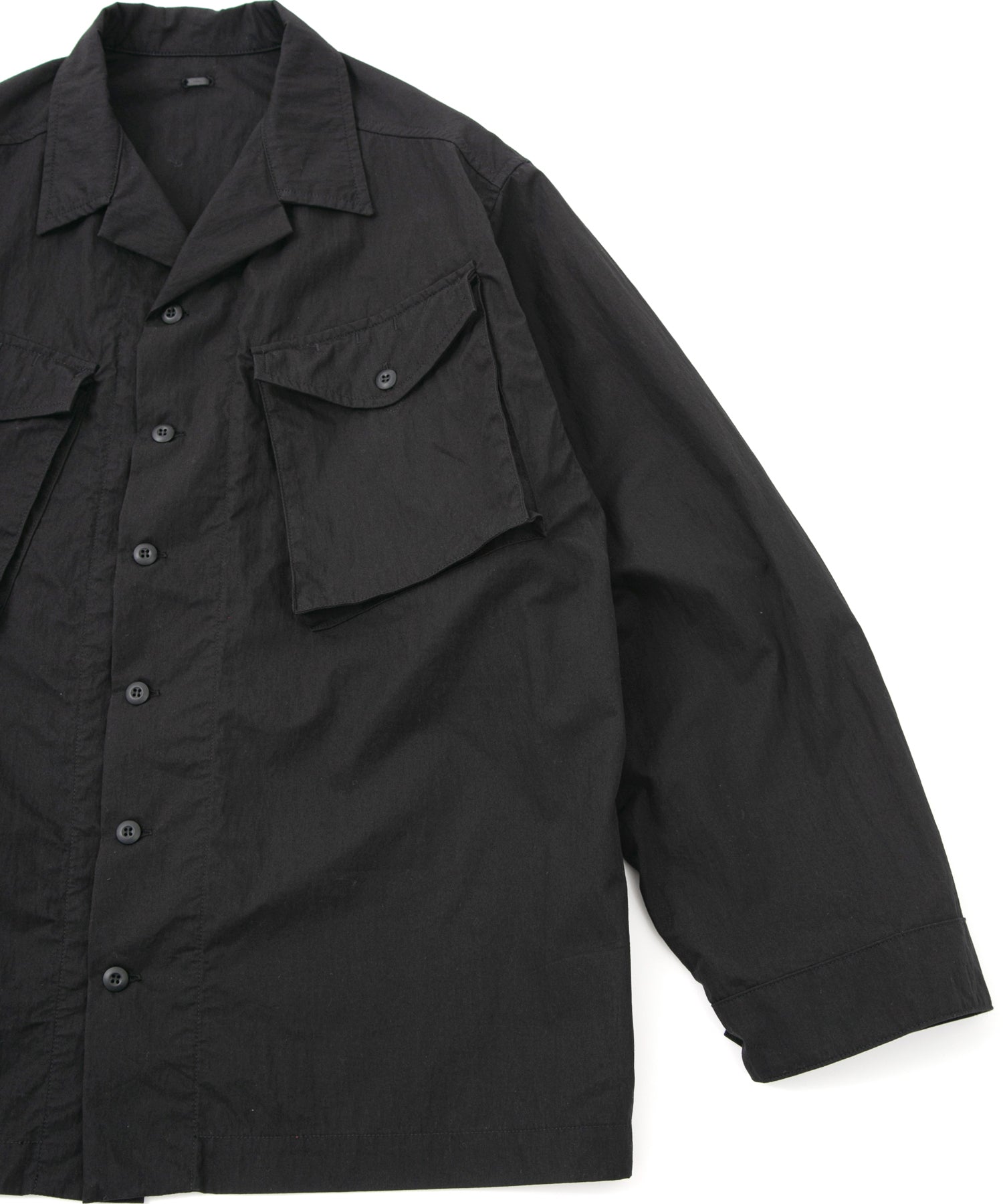Load image into Gallery viewer, Washer Dyed Cotton & Nylon Weather Cloth Military Shirts Blouson - BLACK