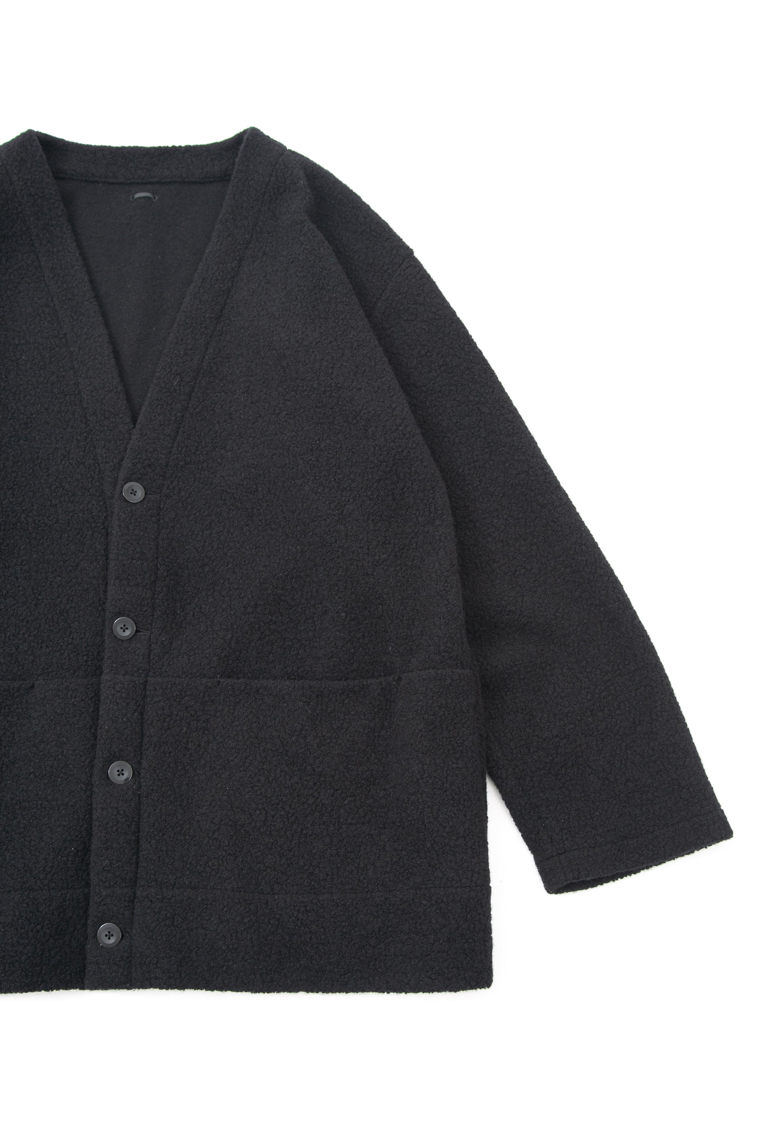 Load image into Gallery viewer, Recycled Wool Teddy Fleece Long Cardigan - BLACK
