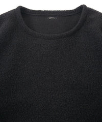 Load image into Gallery viewer, Recycled Wool Teddy Fleece Crew Neck T-shirt- BLACK