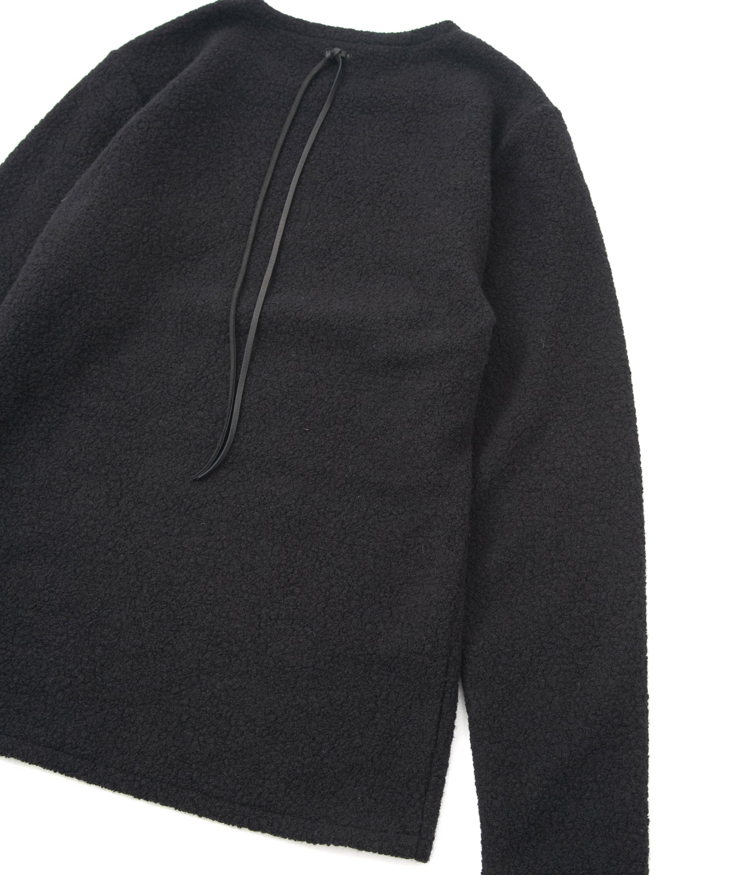 Load image into Gallery viewer, Recycled Wool Teddy Fleece Crew Neck T-shirt- BLACK
