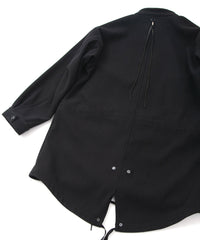 Load image into Gallery viewer, Wool & Nylon W Cloth Vintage Tumbler Fishtail Coat - BLACK
