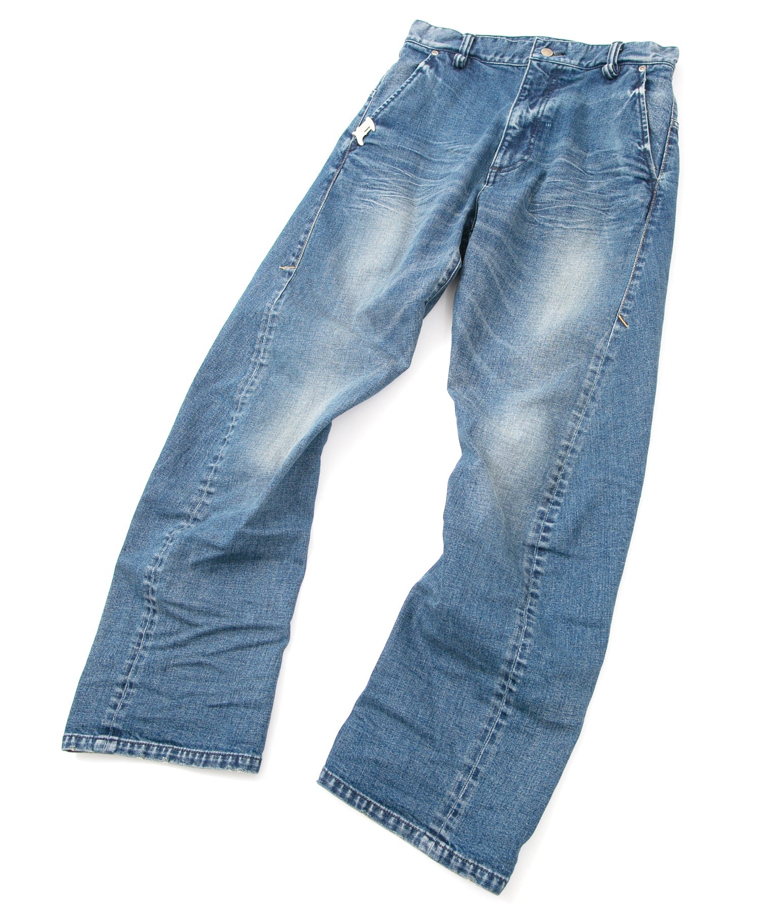 Load image into Gallery viewer, 12.5oz Organic Cotton Stretch Denim "RAD CLUB" 3D Wide Straight Jeans - INDIGO