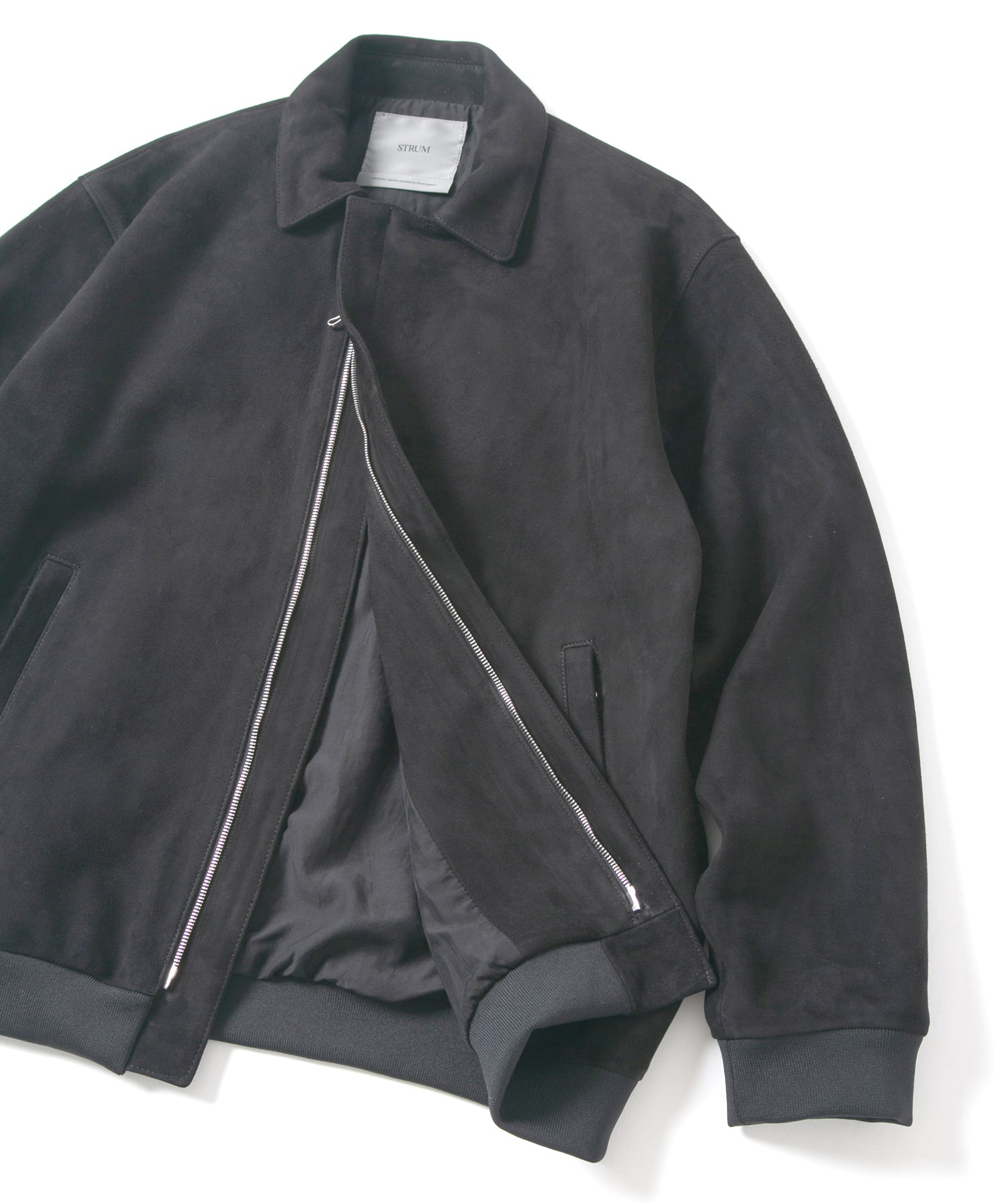 Load image into Gallery viewer, Suede Sheepskin DUKE Ribbed Blouson - BLACK