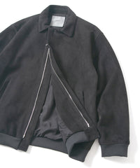 Load image into Gallery viewer, Suede Sheepskin DUKE Ribbed Blouson - BLACK