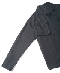 Load image into Gallery viewer, Washer Dyed Rayon&Linen Cloth Military Shirts Blouson - BLACK