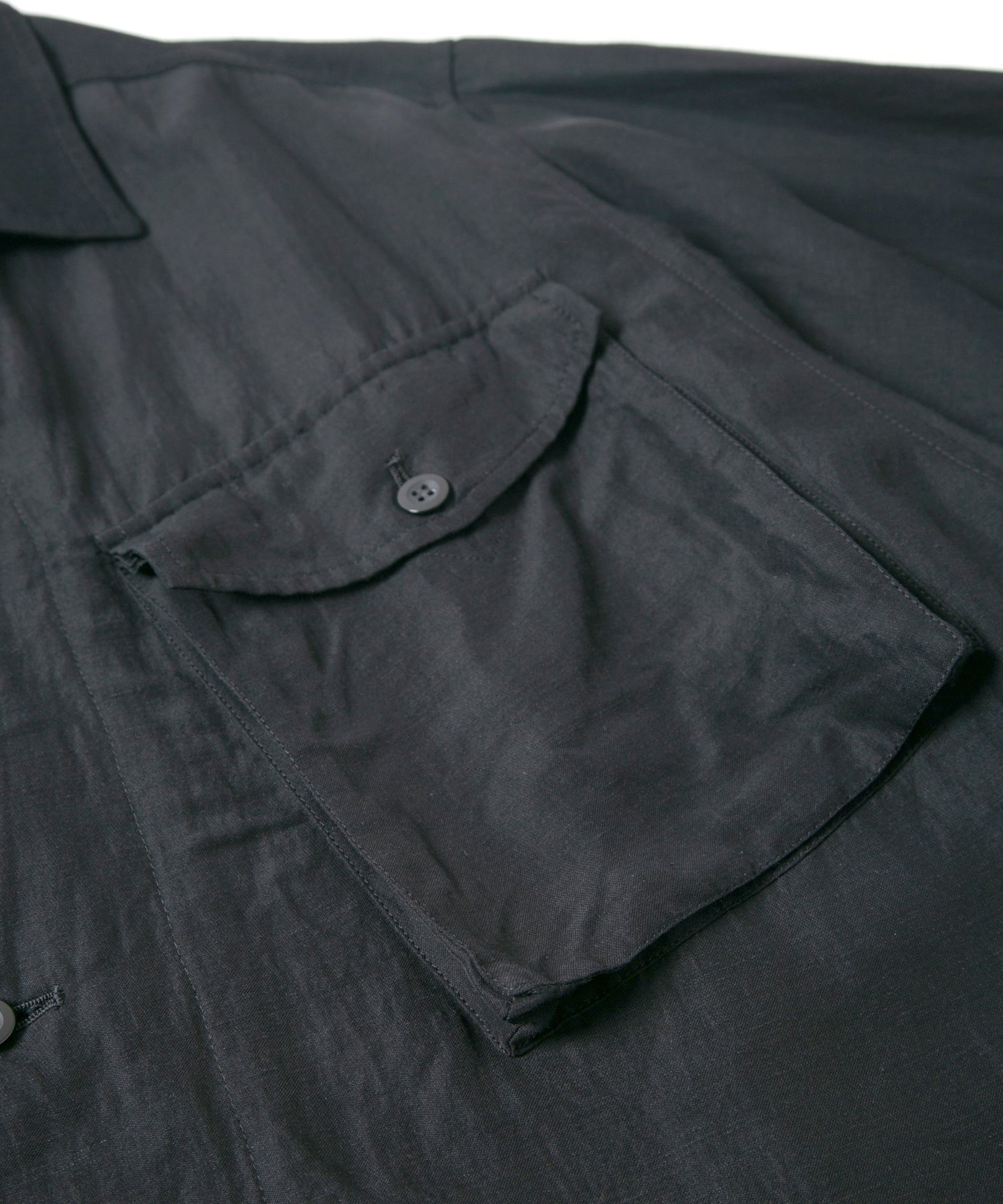 Load image into Gallery viewer, Washer Dyed Rayon&Linen Cloth Military Shirts Blouson - BLACK