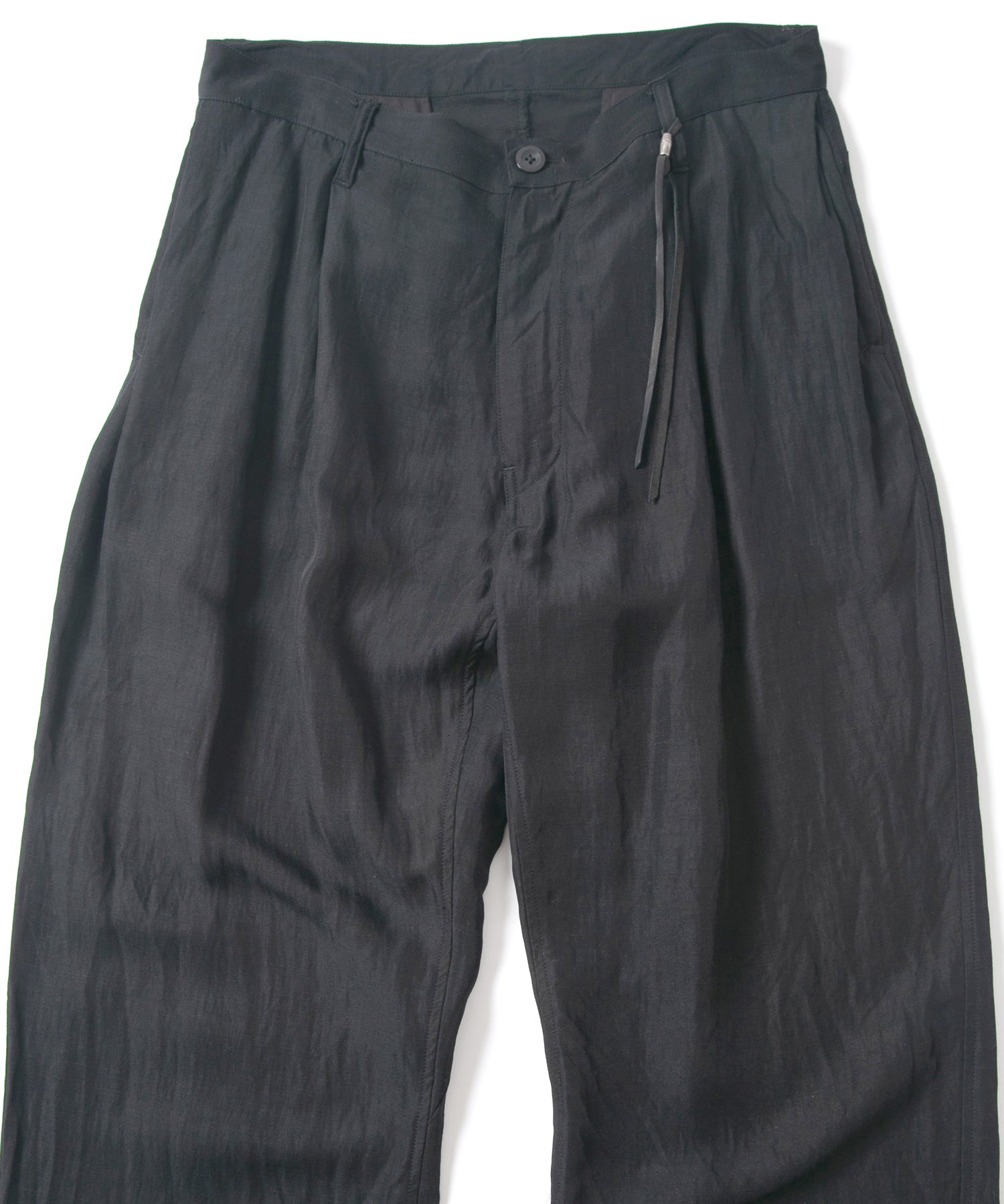 Load image into Gallery viewer, Washer Dyed Rayon&Linen Cloth Wide Pants - BLACK