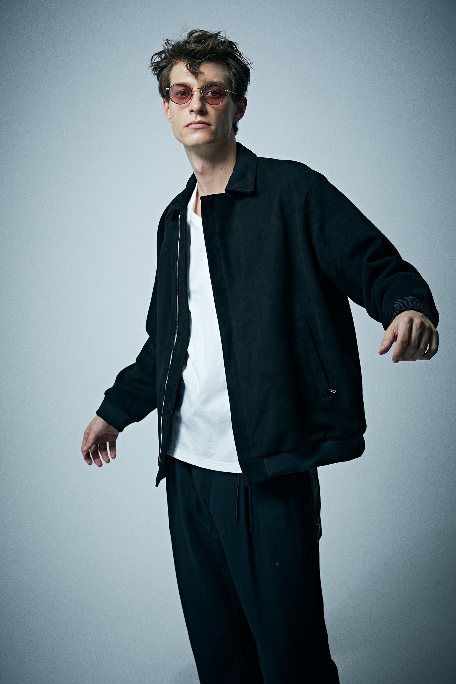 Load image into Gallery viewer, Suede Sheepskin DUKE Ribbed Blouson - BLACK