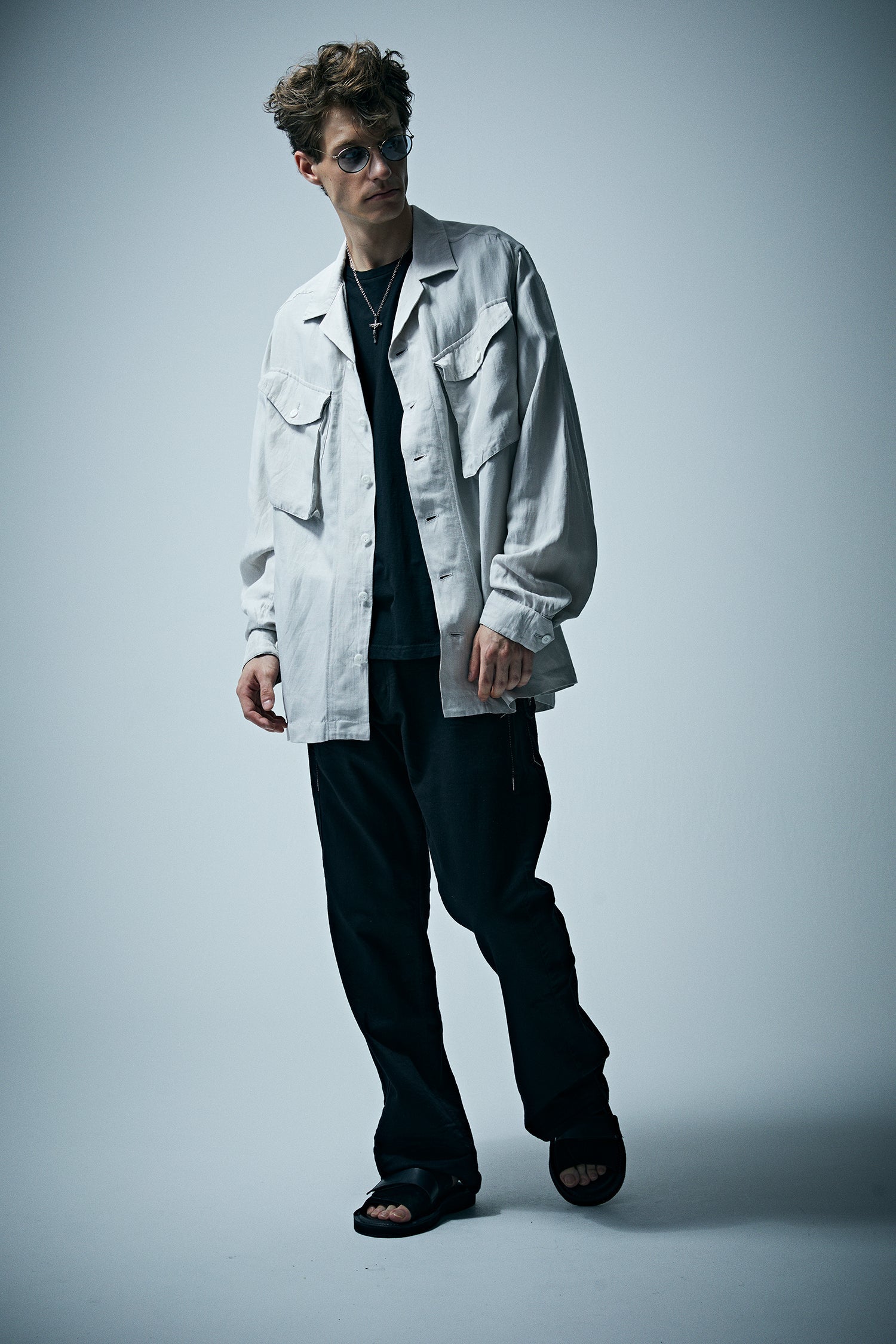 Load image into Gallery viewer, Washer Dyed Rayon&Linen Cloth Military Shirts Blouson - ASH