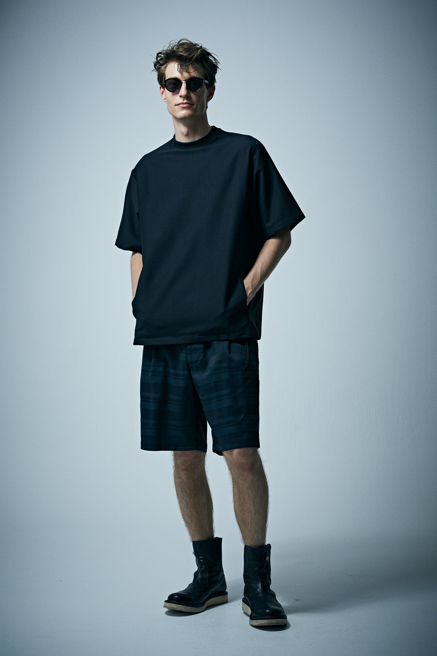Load image into Gallery viewer, Rayon Cotton Ramie Stripe Cloth Shorts - BLACK