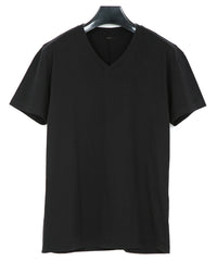 Load image into Gallery viewer, Natural Soft Cotton V neck T-shirt - BLACK