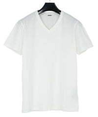 Load image into Gallery viewer, Natural Soft Cotton V neck T-shirt - WHITE