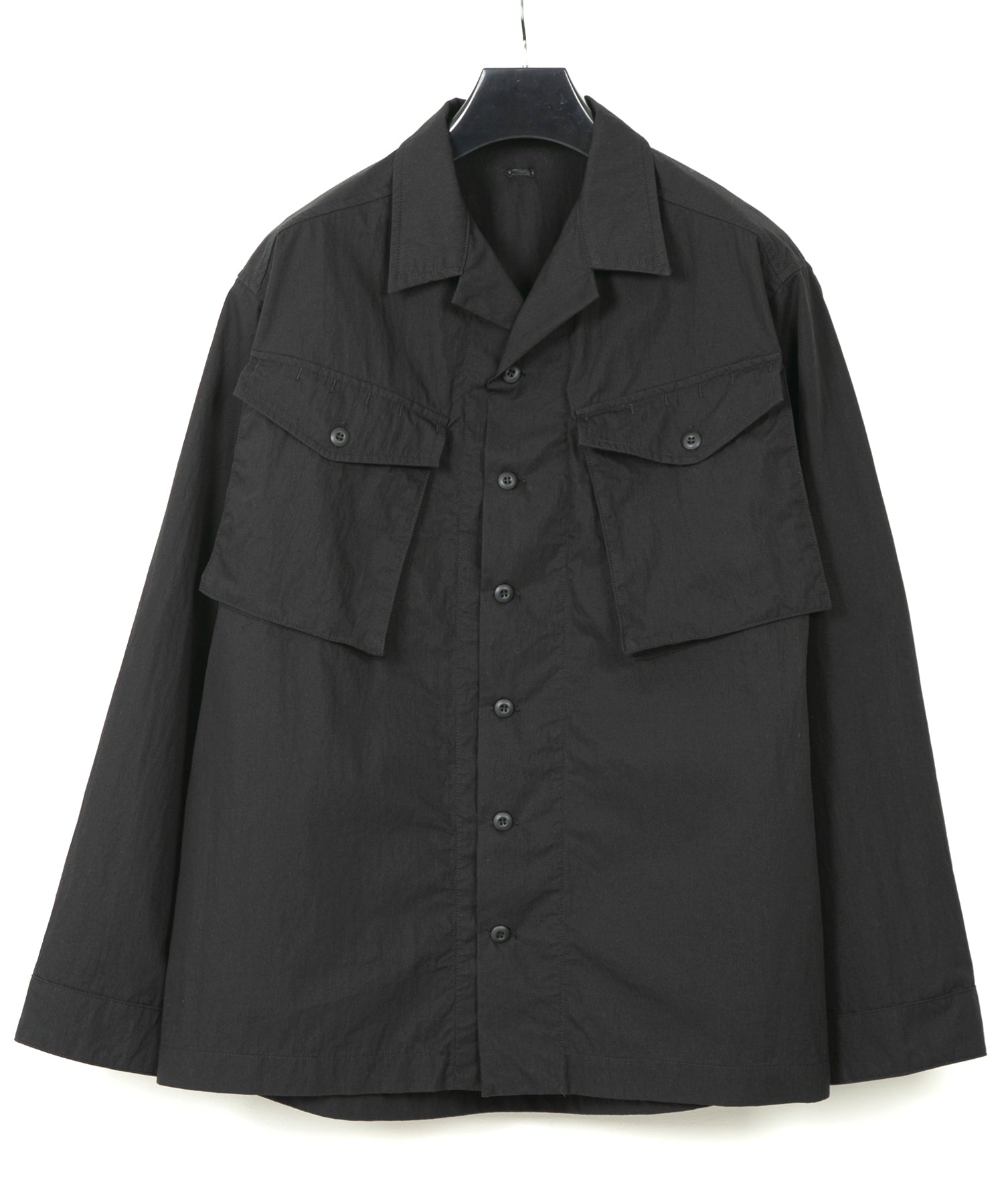 Load image into Gallery viewer, Washer Dyed Cotton & Nylon Weather Cloth Military Shirts Blouson - BLACK