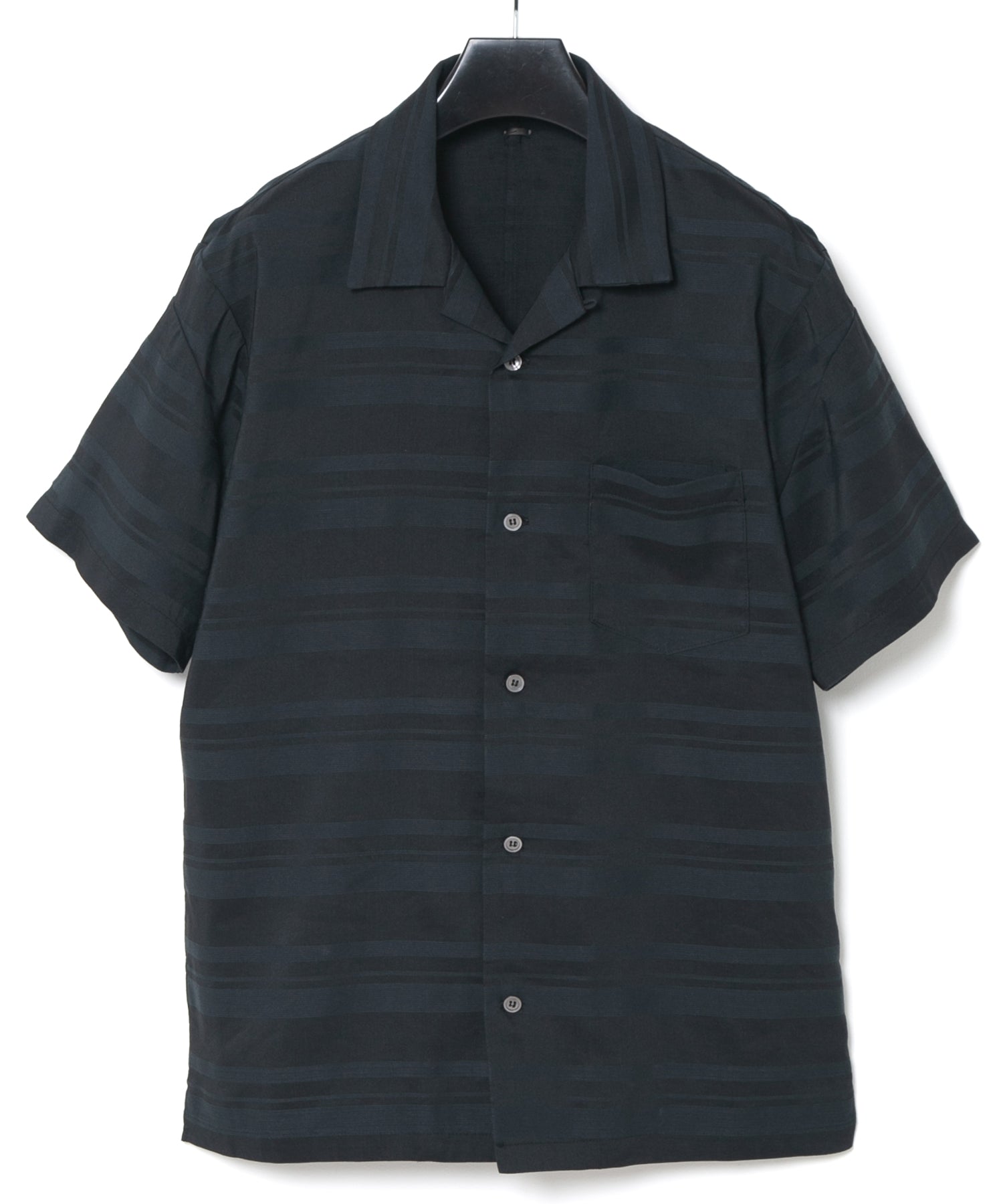 Load image into Gallery viewer, Rayon Cotton Ramie Stripe Cloth Open Collar Shirt - BLACK