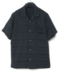 Load image into Gallery viewer, Rayon Cotton Ramie Stripe Cloth Open Collar Shirt - BLACK